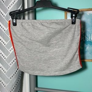 Love J grey with colorful strips cropped tub top